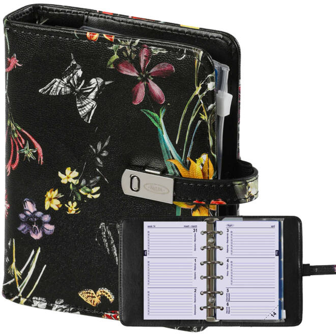 Organizer Kalpa Pocket inclusief agenda 2025-2026 7dagen/2pagina's bloemenzee zwart