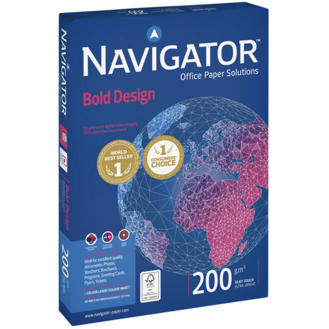 Kopieerpapier Navigator Bold Design A4 200gr wit 150vel