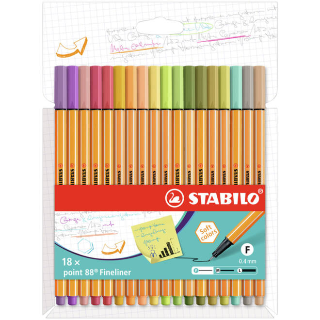 Fineliner STABILO point 88/18 fijn assorti set à 18 stuks