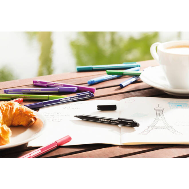 Viltstift STABILO pointMax 488/8 medium assorti pastel etui à 8 stuks