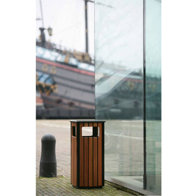 Afvalbak Vepa Bins voor buiten 36l zwart/houtlook