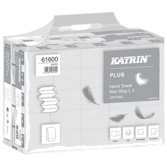Handdoek Katrin 61600 W-vouw Plus 3laags 20,3x32cm 25x90st