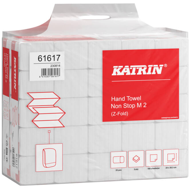 Handdoek Katrin Z-vouw 2-laags wit 240x203mm 25x160st