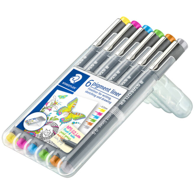 Fineliner Staedtler Pigment 308 0,5mm set à 6 kleuren
