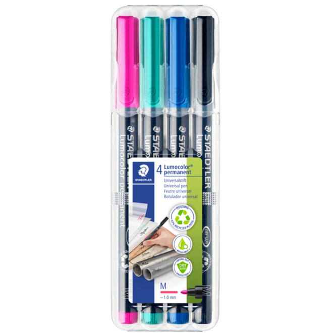 Viltstift Staedtler Lumocolor 317 permanent M set à 4 kleuren