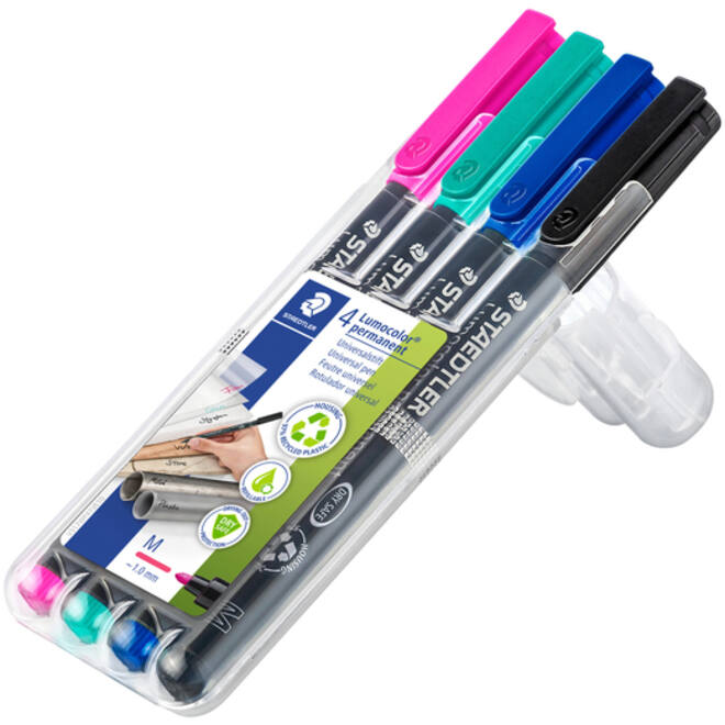 Viltstift Staedtler Lumocolor 317 permanent M set à 4 kleuren