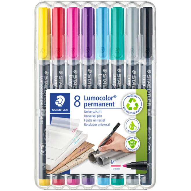 Viltstift Staedtler Lumocolor 317 permanent M set à 8 kleuren