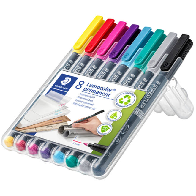Viltstift Staedtler Lumocolor 318 permanent F set à 8 kleuren