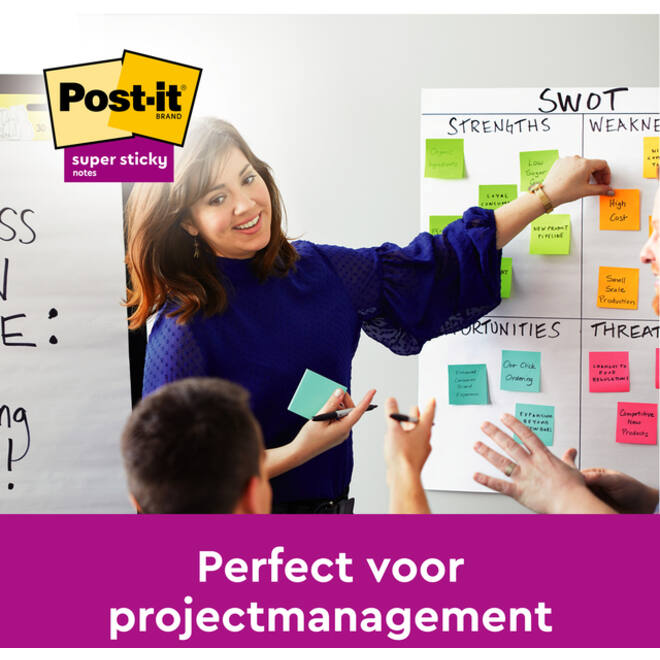 Memoblok Post-it 654 Super Sticky 76x76mm 4+2 gratis Carnival
