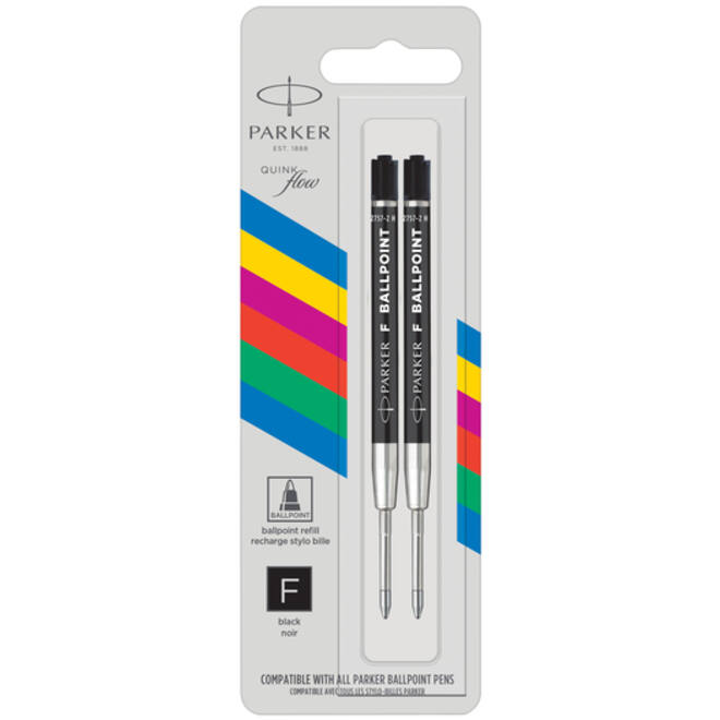 Balpenvulling Parker Economic fijn zwart blister à 2 stuks