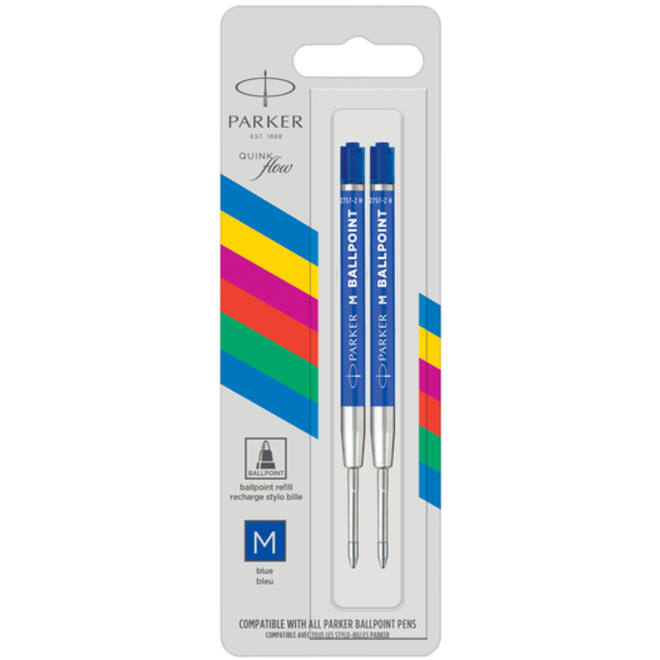 Balpenvulling Parker Economic medium blauw blister à 2 stuks