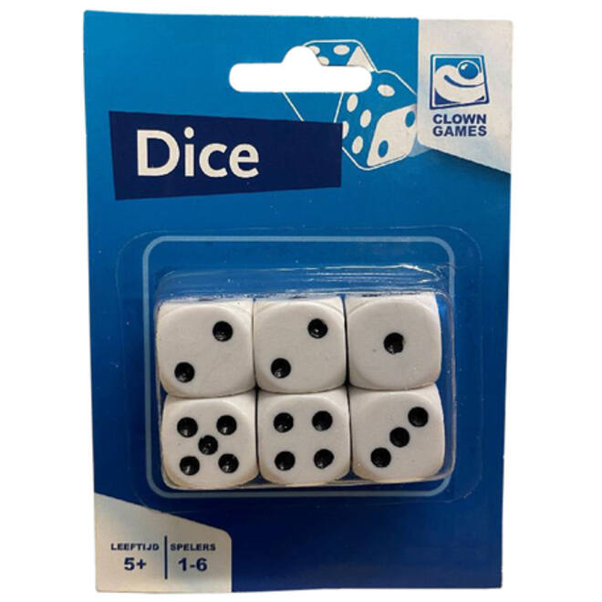 Dobbelstenen Clown Games blister à 6 stuks