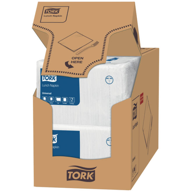 Lunchservet Tork 1-laags 33x33 500st wit 509300