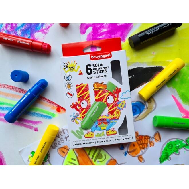 Plakkaatverf sticks Bruynzeel Basic 6 kleuren