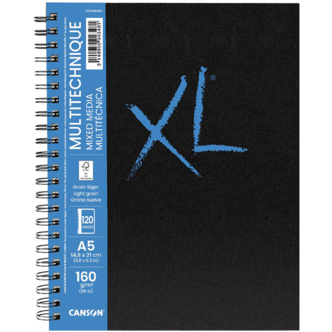 Schetsboek Canson Mix Media XL A5 60v 160gr spiraal