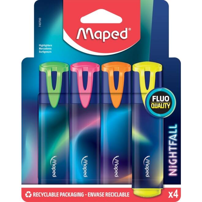 Markeerstift Maped Nightfall blister á 4 kleuren