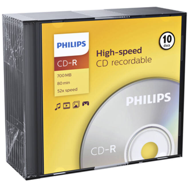 CD-R Philips 80Min 700MB 52x SL (10)