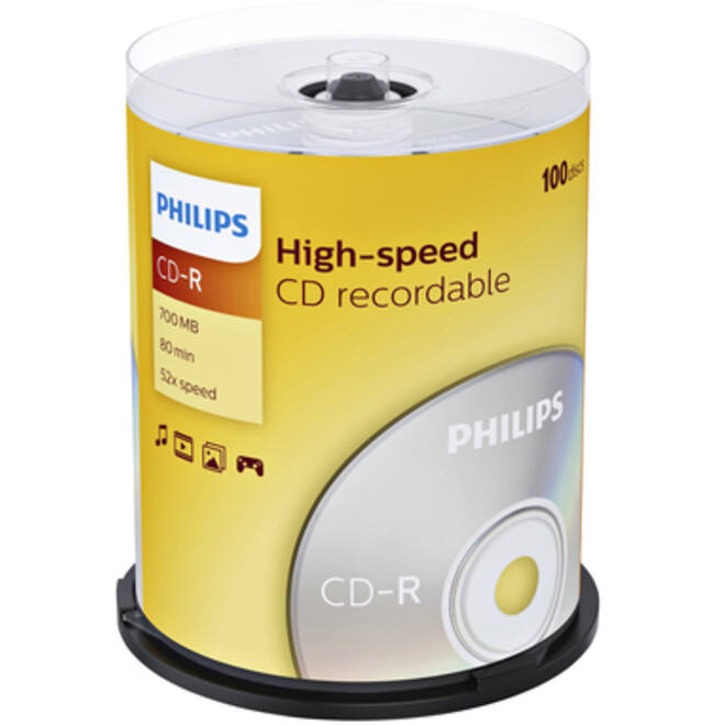 CD-R Philips 80Min 700MB 52x SP (100)