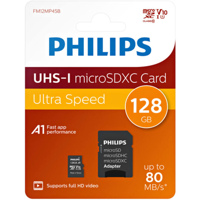Geheugenkaart Philips micro SDXC Class 10 UHS-I U1 128GB