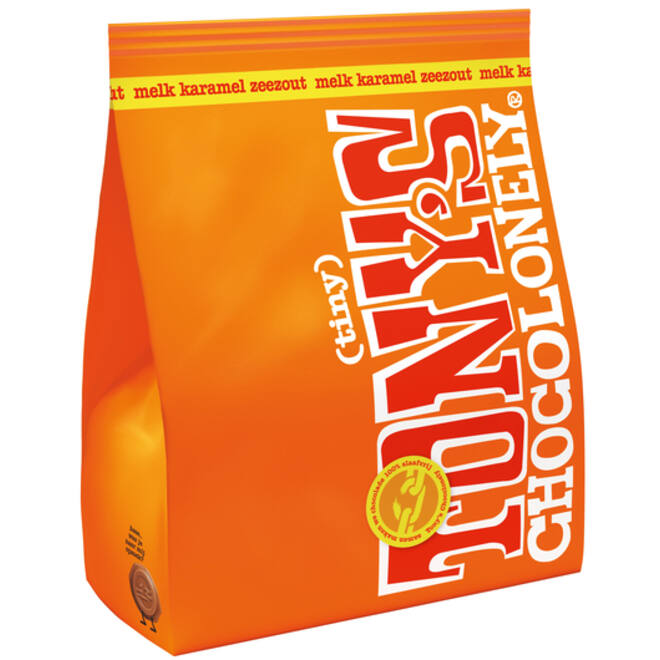 Chocolade Tony's Chocolonely tiny melk karamel zeezout zak 135g
