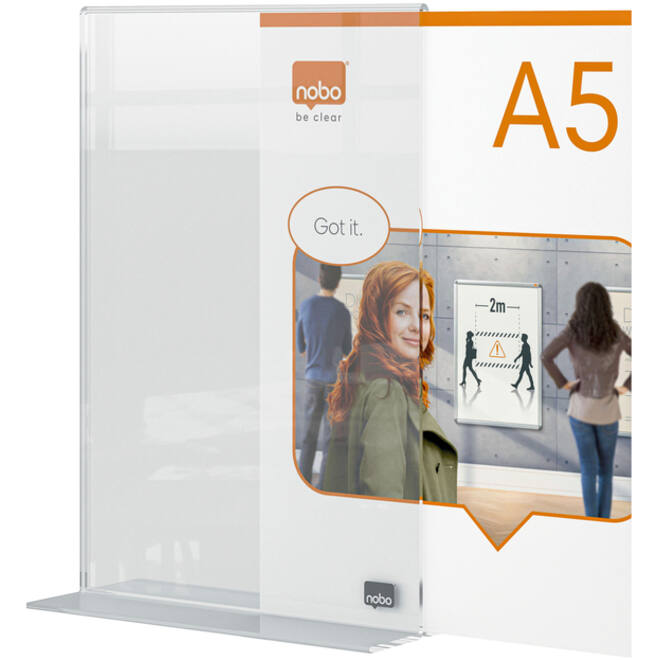 Infobord Nobo Premium Plus A5 acryl vrijstaand