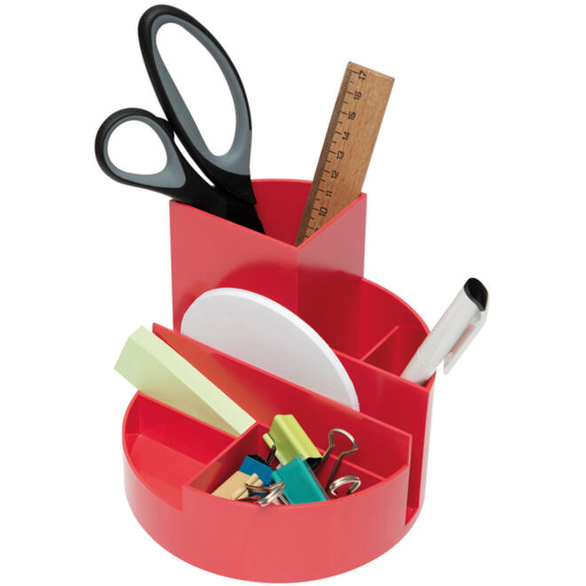Pennenkoker MAULroundbox Blauwe Engel recycled 6 vaks rood