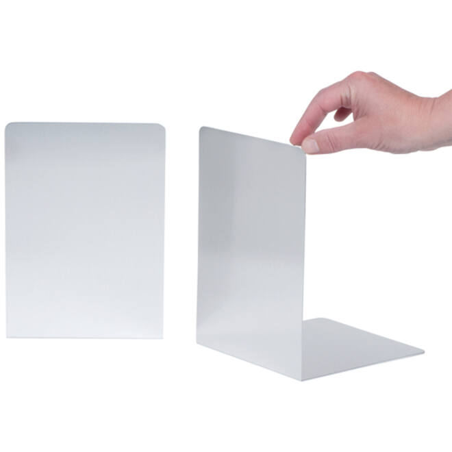 Boekensteun MAUL aluminium 16x15x21cm set 2 zilver