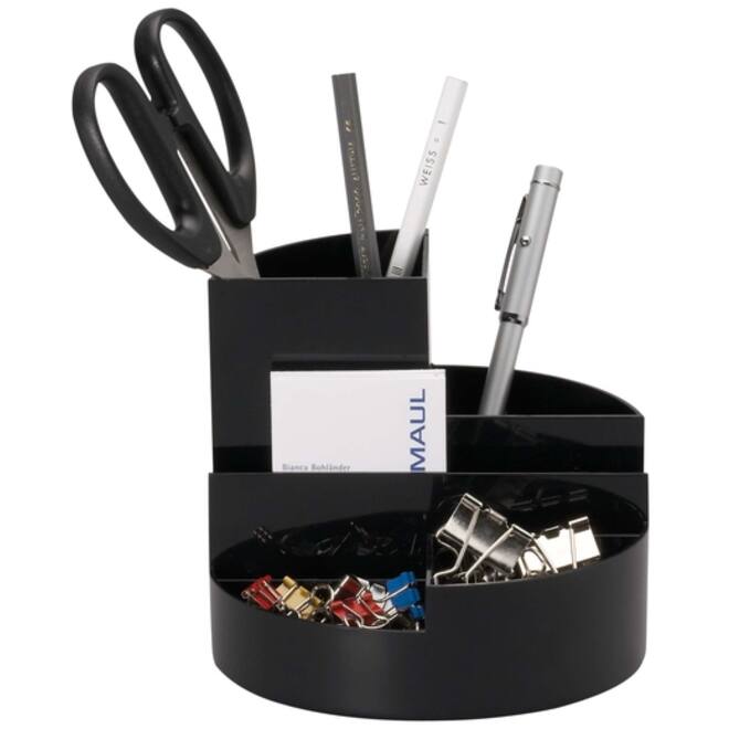 Pennenkoker MAULroundbox Blauwe Engel recycled 6 vaks zwart