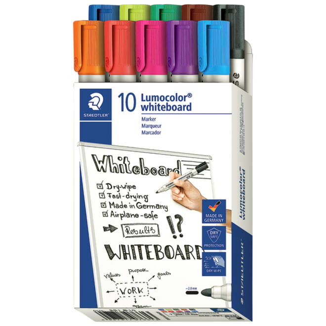 Viltstift Staedtler Lumocolor 351 whiteboard set à 10 stuks assorti