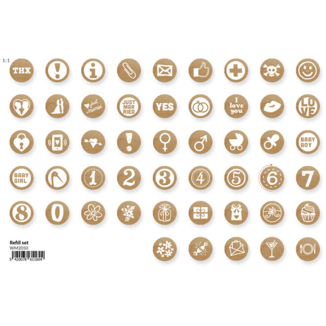 Mini Woodies refill set met 250 ministempel