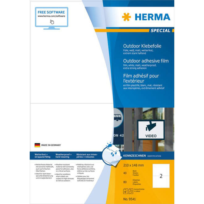 Etiket HERMA 9541 210x148mm weerbestendig wit 80stuks