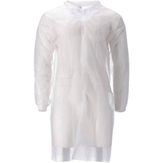 Bezoekersjas CMT XL non-woven drukknopen 104cm lang PP wit