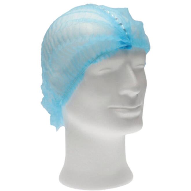 Haarnet CMT clip non-woven L 53cm met detectie strip PP blauw