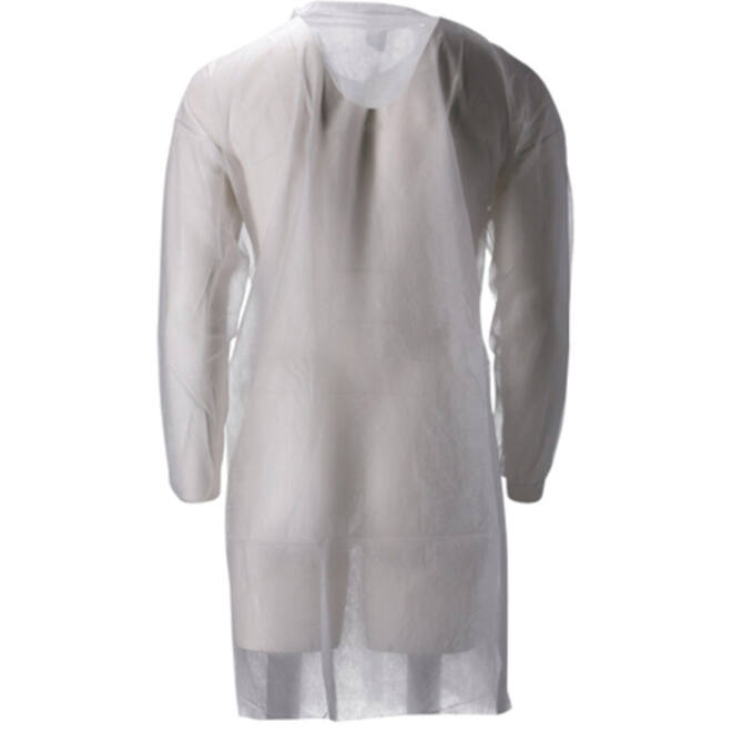 Bezoekersjas CMT M non-woven drukknopen 104cm lang PP wit