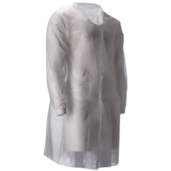 Bezoekersjas CMT L non-woven drukknopen 104cm lang PP wit