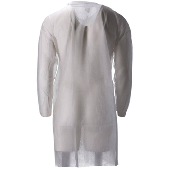 Bezoekersjas CMT L non-woven drukknopen 104cm lang PP wit