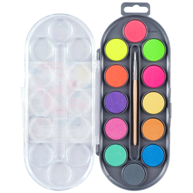 Waterverf Bruynzeel inclusief penseel set á 12 metallic- en neonkleuren