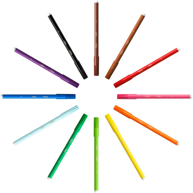 Kleurstift BicKids Visa fijn assorti etui à 12 stuks
