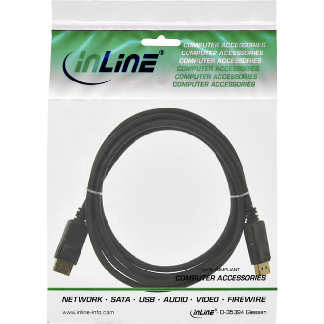 Kabel inLine displayport 4K60HZ M-M 3 meter zwart