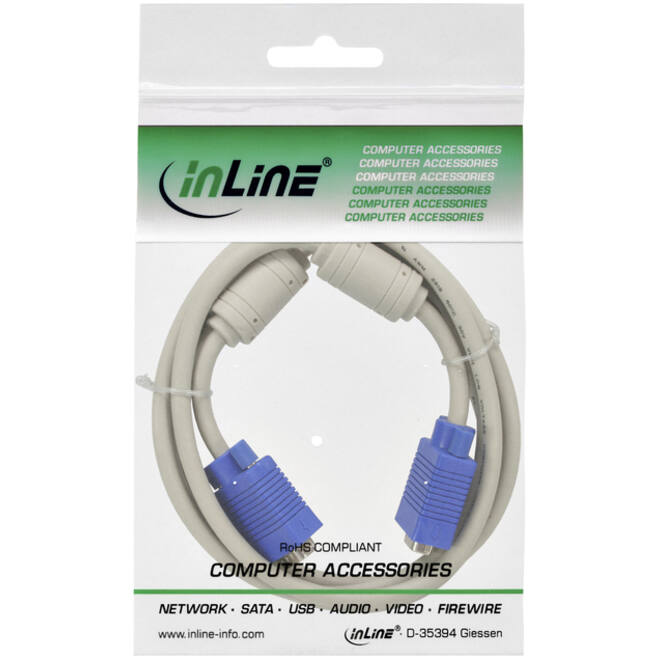 Kabel Inline S VGA 15HD M-M 2 meter beige en blauw