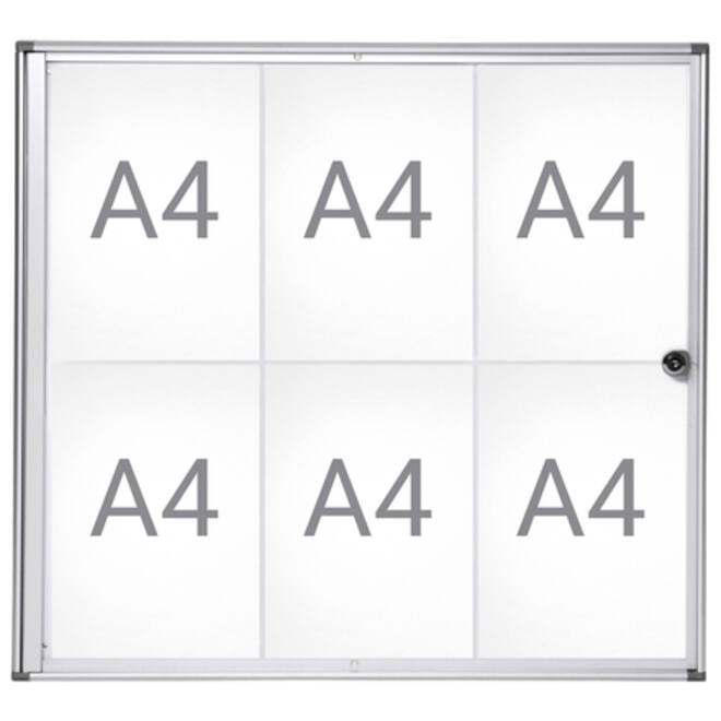 Binnenvitrine wand MAULextraslim whiteboard 6xA4 met slot