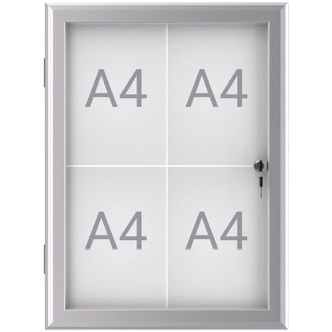 Buiten- binnenvitrine wand MAULexcite whiteboard 4xA4 met slot