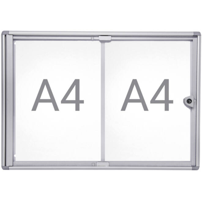 Binnenvitrine wand MAULextraslim whiteboard 2xA4 met slot