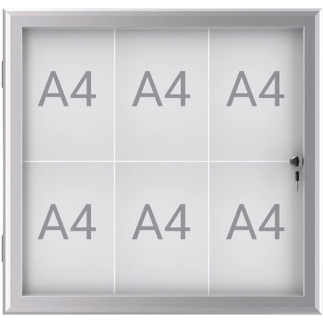 Buiten- binnenvitrine wand MAULexcite whiteboard 6xA4 met slot