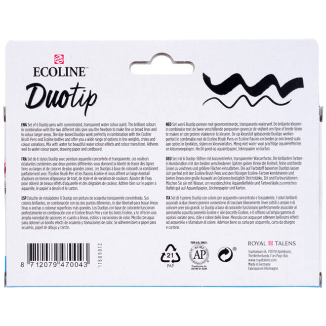 Duotip marker Ecoline botanisch set 6 kleuren