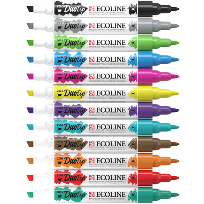 Duotip marker Ecoline basis set 12 kleuren