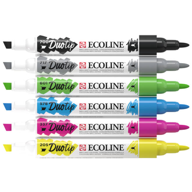 Duotip marker Ecoline basis set 6 kleuren