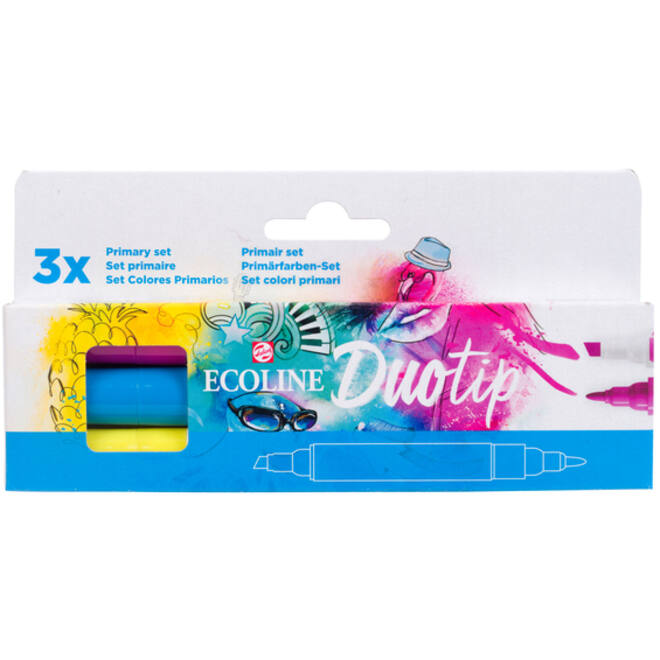 Duotip marker Ecoline primair set 3 kleuren