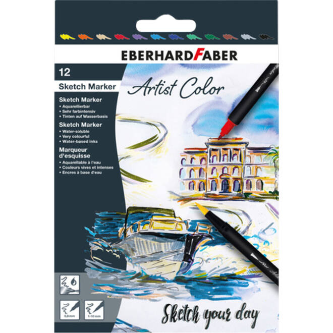 Sketch marker Eberhard Faber 12 stuks assorti