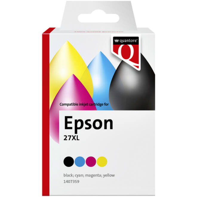 Inktcartridge Quantore alternatief tbv Epson 27XL zwart+3kleur
